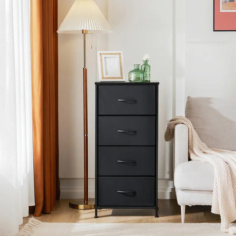 YESENIA Black Fabric 18" x 37" COMPACT 4-Drawer Chest (RTA)