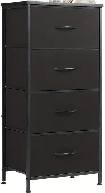 YESENIA Black Fabric 18" x 37" COMPACT 4-Drawer Chest (RTA)