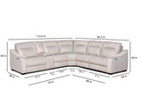 YASIEL Top-Grain Cream Leather Power Sectional with USB