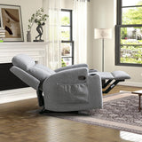 ZAIAM Light Gray Linen 34" Wide x 42" Recliner with Vibration-Massage, Heating and Cupholders