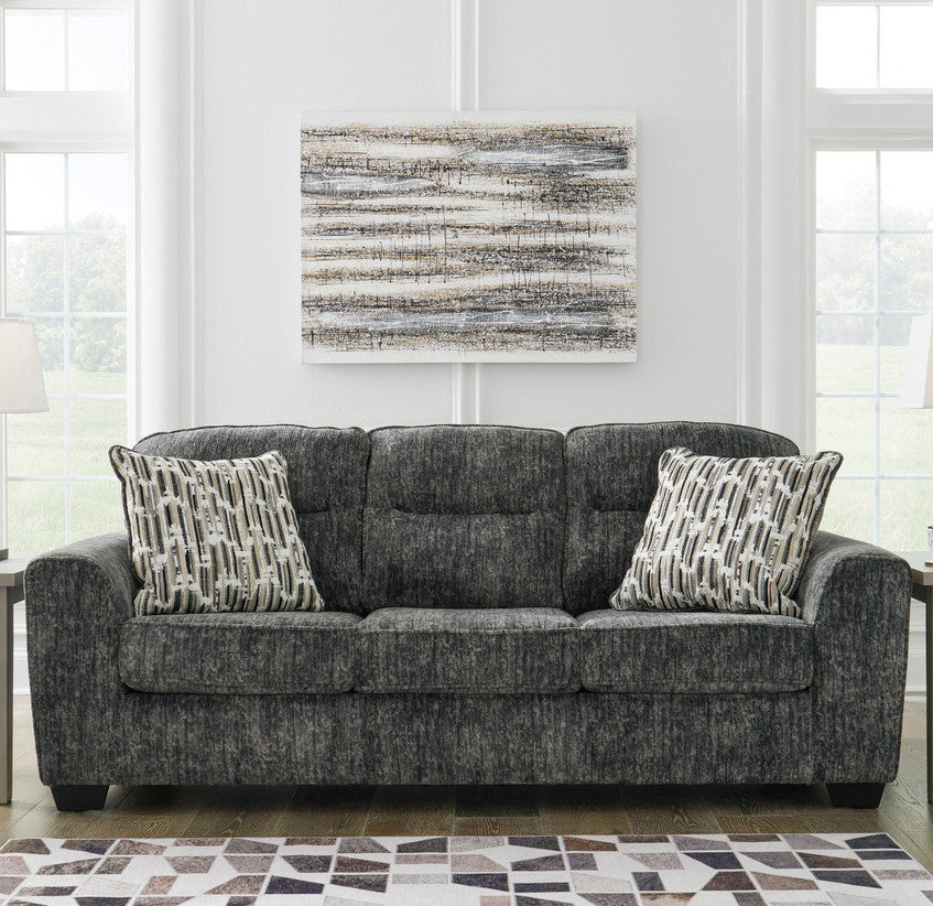 ZEKKI Gray Velvety 90" Wide Sofa