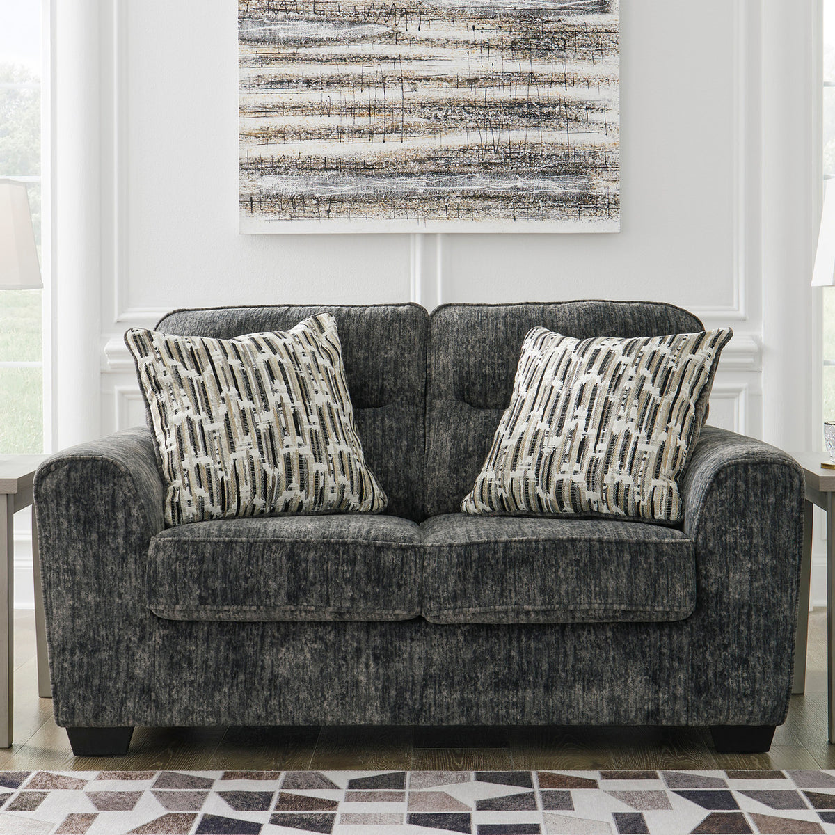 ZEKKI Gray Velvety 72" Wide Loveseat