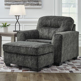 ZEKKI Gray Velvety 46" Wide Oversized Chair & Ottoman