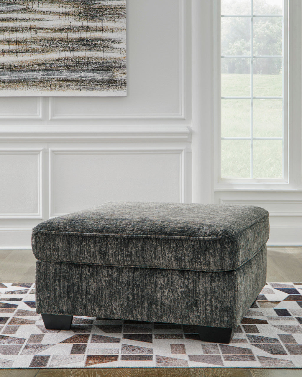 ZEKKI Gray Velvety 37" x 37" Ottoman