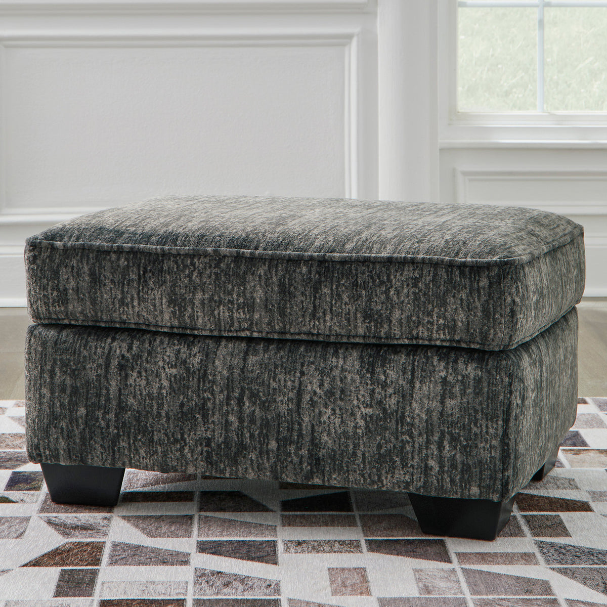 ZEKKI Gray Velvety 35" x 24" Ottoman