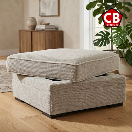 ZEMAYA Tan 38" x 38" Storage Ottoman with Cupholders