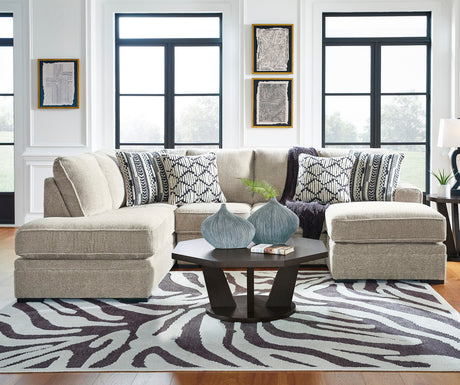 ZEMAYA Sisal Tan 125" Wide Double Chaise Sectional
