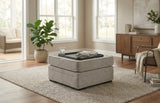 ZEMAYA Tan 38" x 38" Storage Ottoman with Cupholders