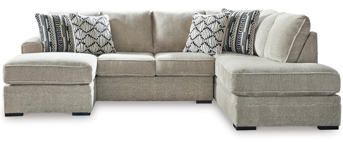 ZEMAYA Sisal Tan 125" Wide Double Chaise Sectional