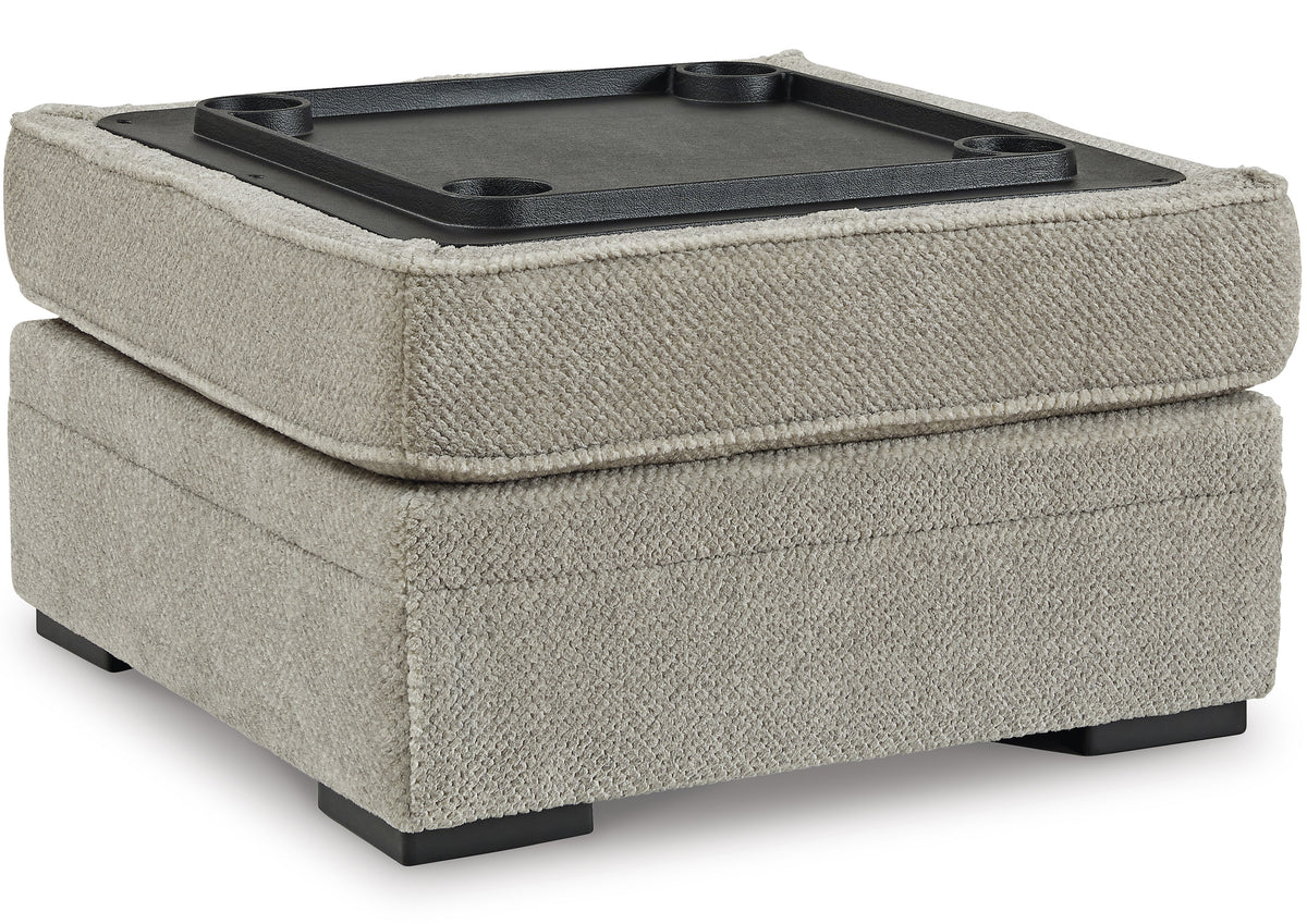 ZEMAYA Tan 38" x 38" Storage Ottoman with Cupholders