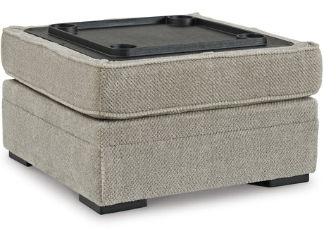 ZEMAYA Tan 38" x 38" Storage Ottoman with Cupholders