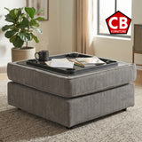 SONDRA Gray 37" x 37" Storage Ottoman with Cupholders