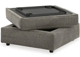 SONDRA Gray 37" x 37" Storage Ottoman with Cupholders