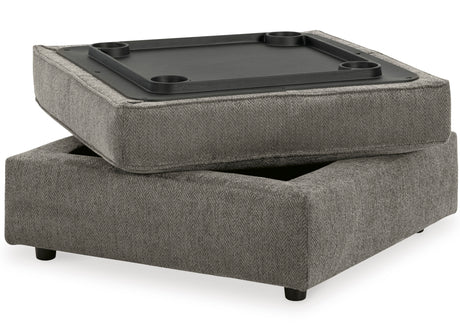SONDRA Gray 37" x 37" Storage Ottoman with Cupholders