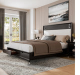 ZENDRO Black Bedroom Set with Fabric LED Bed