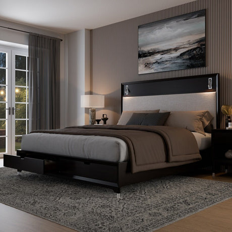 ZENDRO Black 57" Height Bed with LED's
