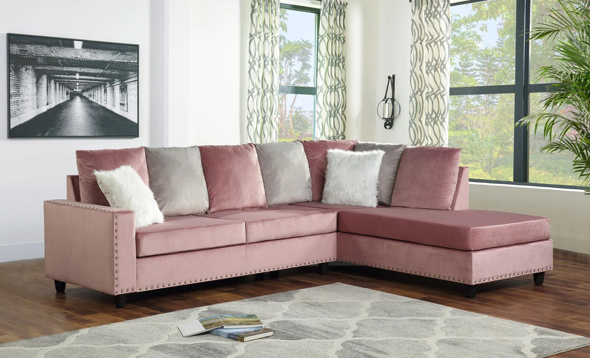 ZENNA Pink 114" Wide Reversible Sectional (RTA)