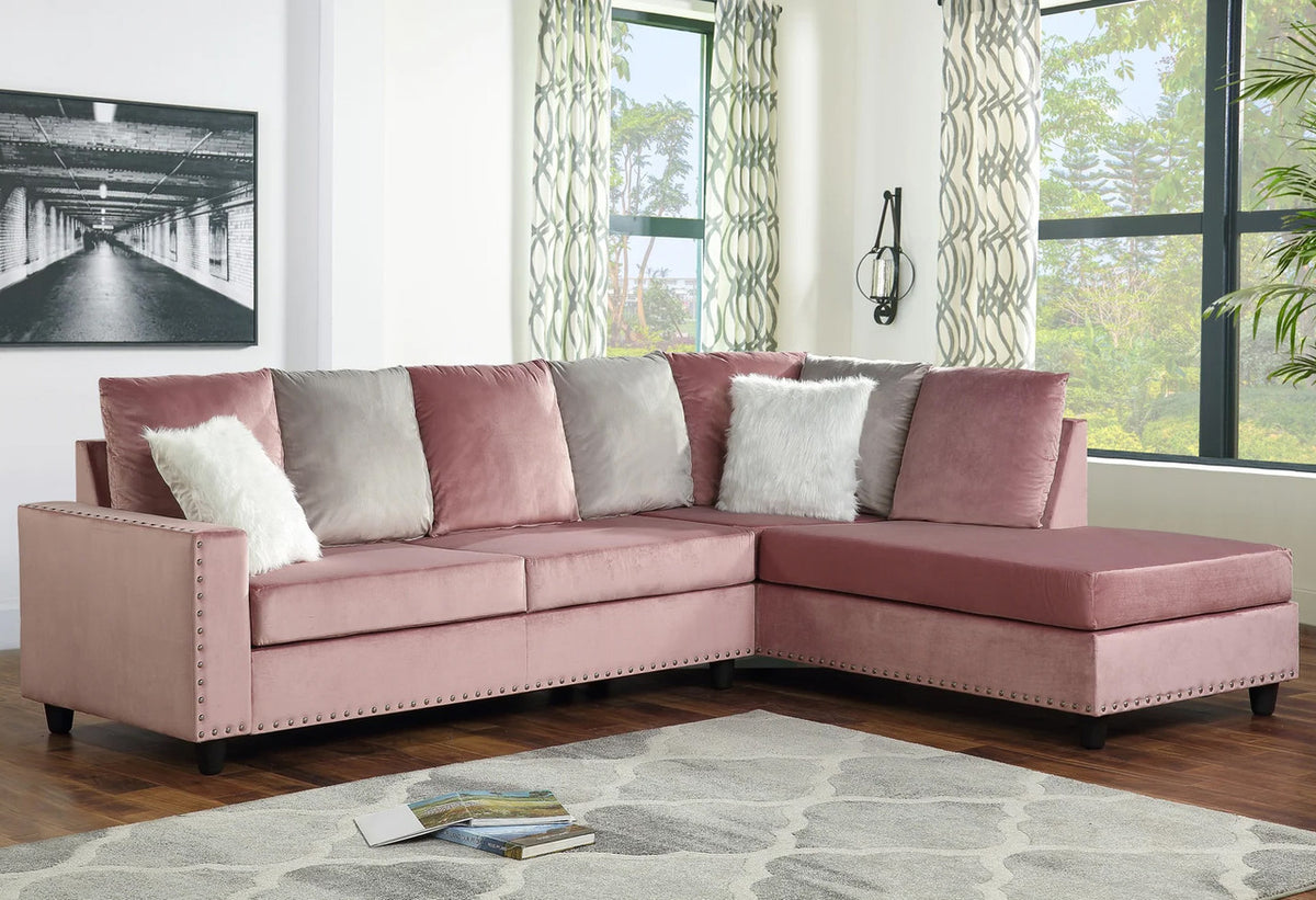 ZENNA Pink 114" Wide Reversible Sectional (RTA)