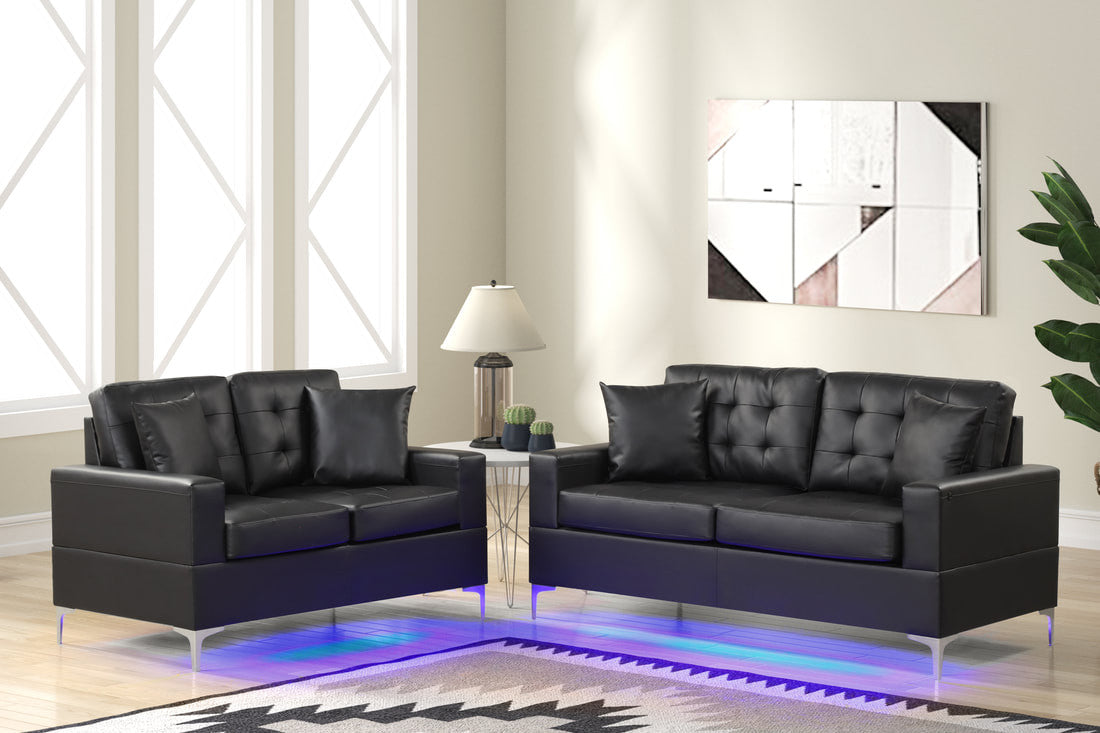 ZENON Black Sofa and Loveseat