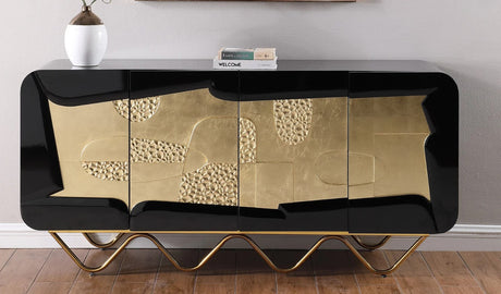 ZENON Black and Gold 65 inch Wide Handcarfted Console/Entry Table