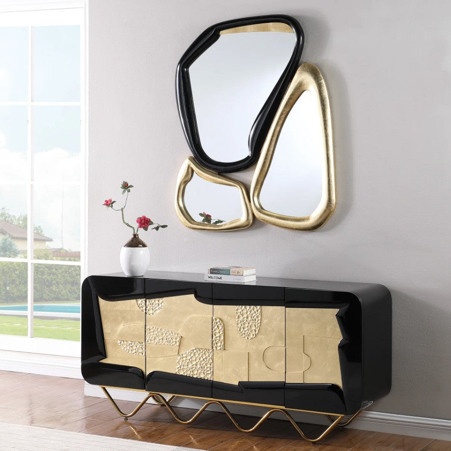ZENON Black and Gold 65 inch Wide Handcarfted Console/Entry Table