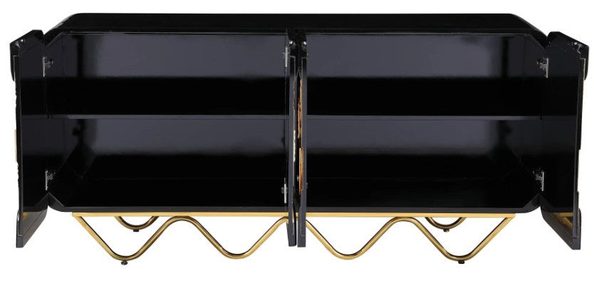 ZENON Black and Gold 65 inch Wide Handcarfted Console/Entry Table
