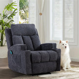 ZAIAM Dark Gray Linen 34" Wide x 42" Recliner with Vibration-Massage, Heating and Cupholders