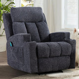 ZAIAM Dark Gray Linen 34" Wide x 42" Recliner with Vibration-Massage, Heating and Cupholders