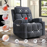 ZAIAM Dark Gray Linen 34" Wide x 42" Recliner with Vibration-Massage, Heating and Cupholders