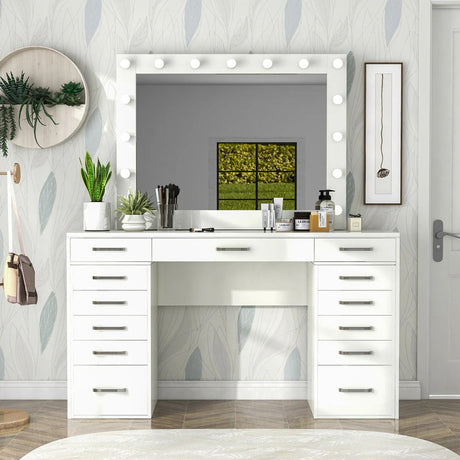 ZILKER White 64" Wide Counter Height Vanity Set