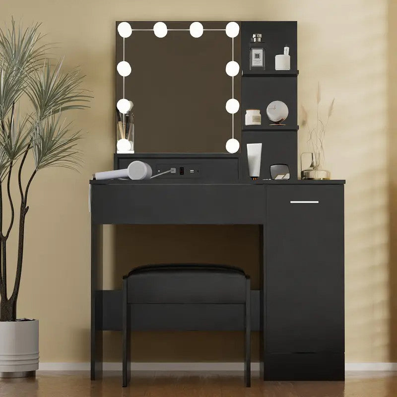 ZULEMA Black 40" Wide Vanity with Chair (RTA)