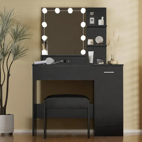ZULEMA Black 40" Wide Vanity with Chair (RTA)