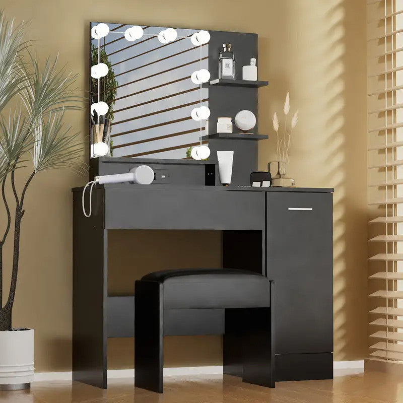ZULEMA Black 40" Wide Vanity with Chair (RTA)