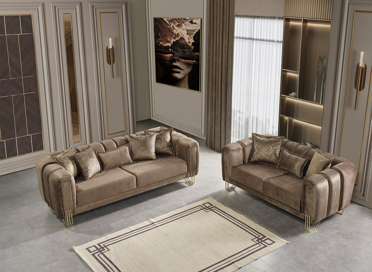 ZURICH Coffee Luxury Sofa & Loveseat