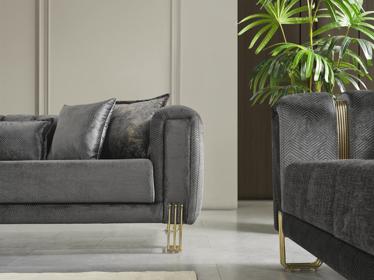 ZURICH Gray Luxury Sofa & Loveseat
