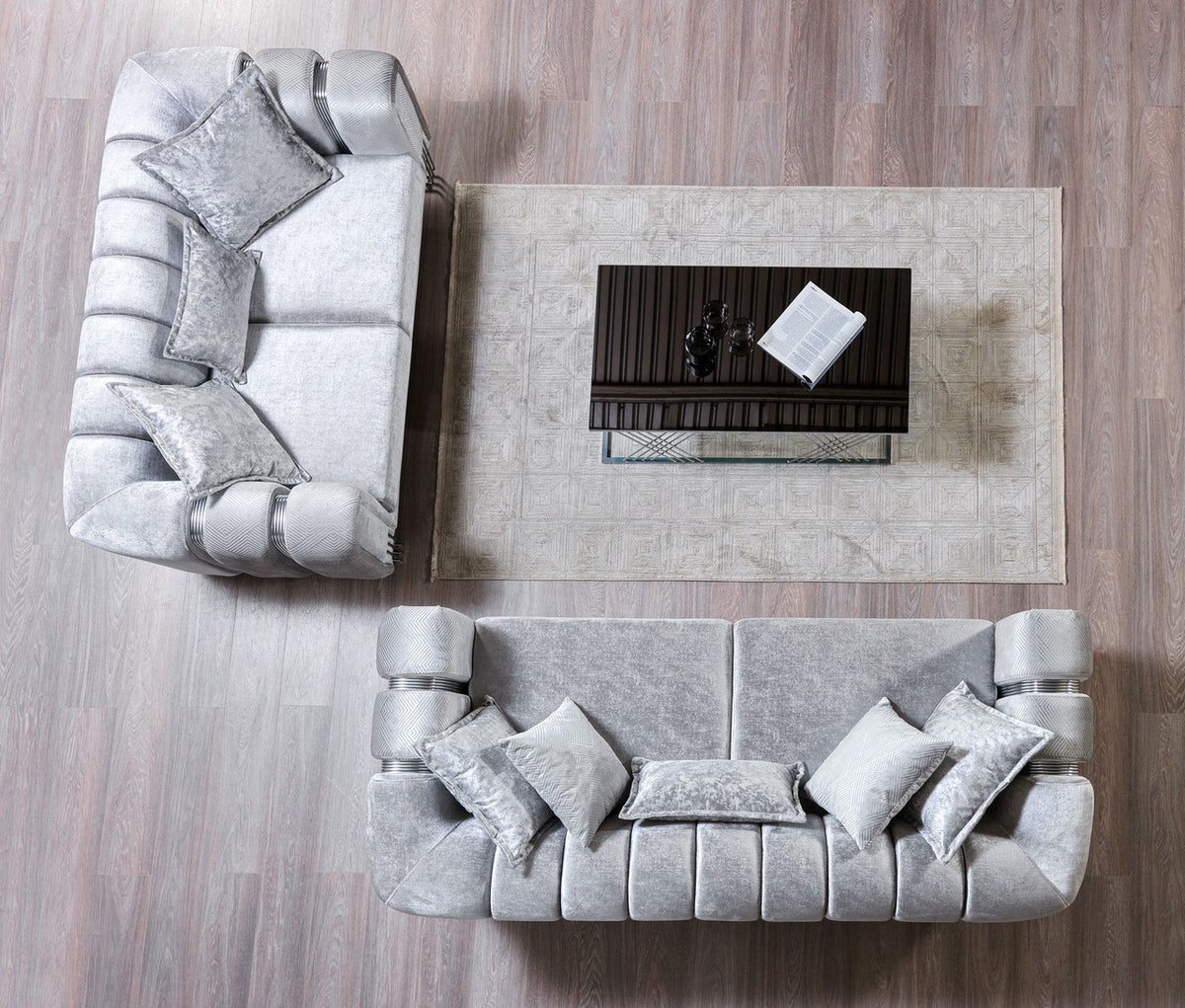 ZURICH Silver Luxury Sofa & Loveseat