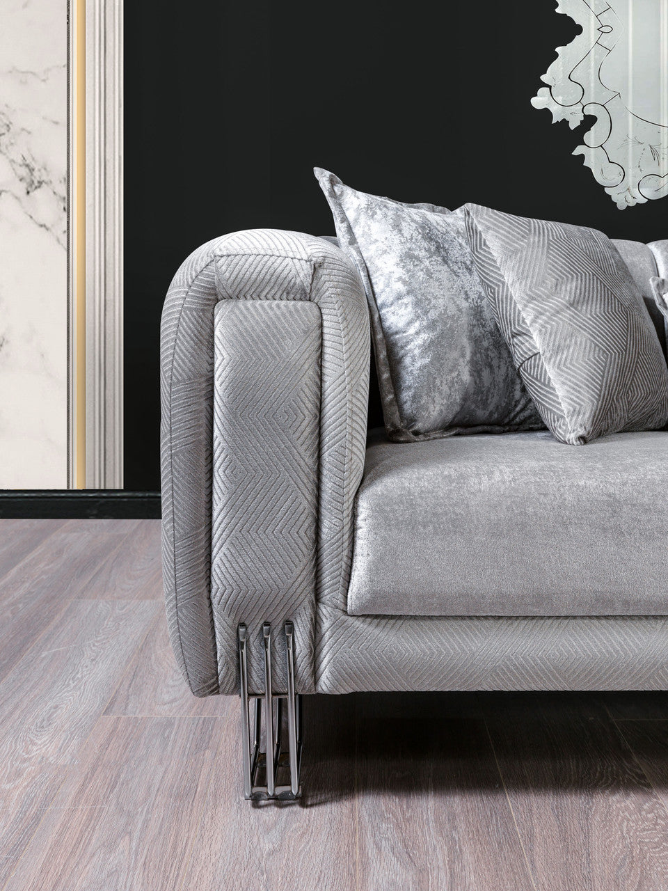 ZURICH Silver Luxury Sofa & Loveseat