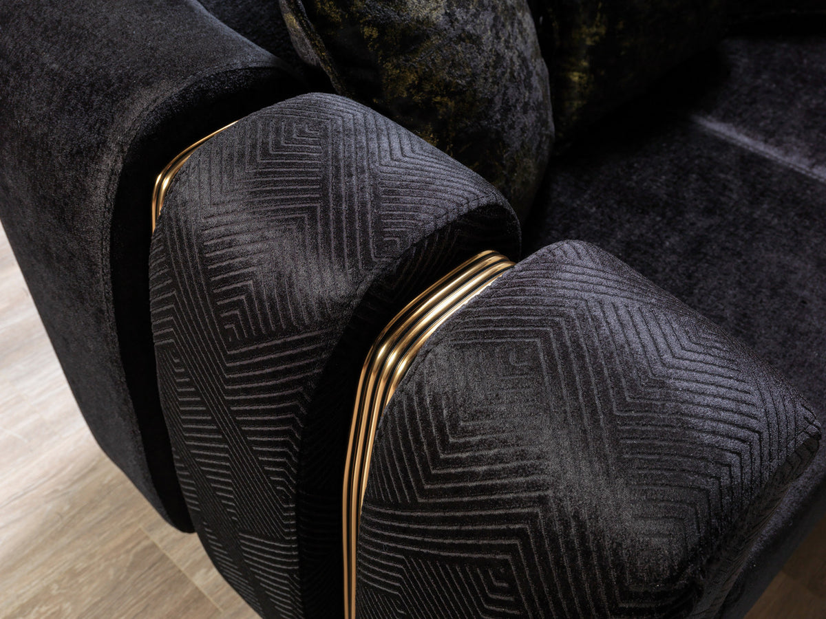ZURICH Black Luxury Living Room Set