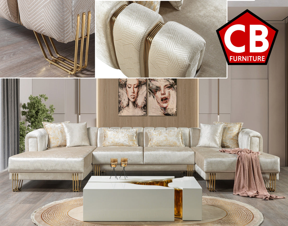 ZURICH Ivory 138" Wide Luxury Sectional