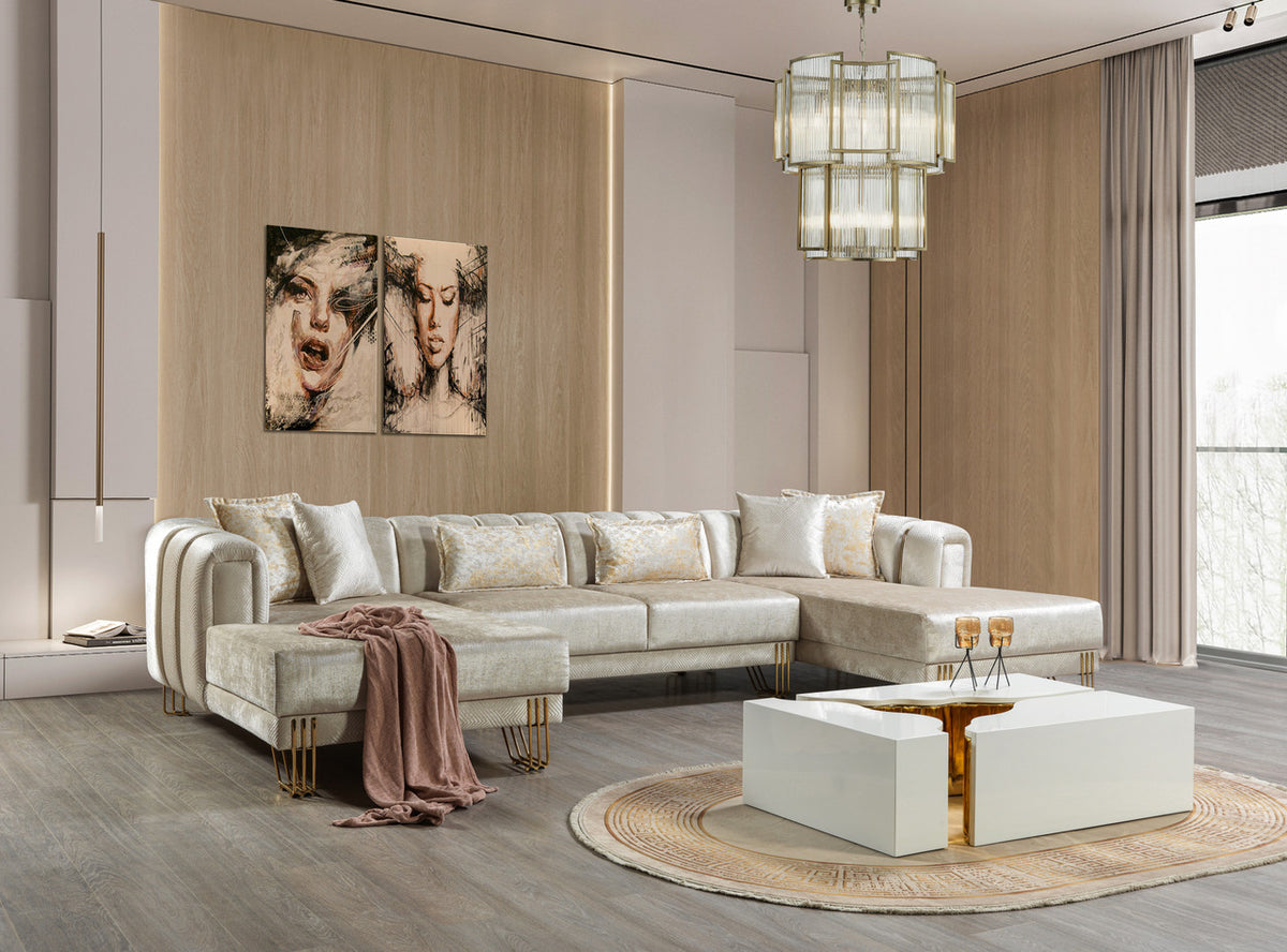 ZURICH Ivory 138" Wide Luxury Sectional