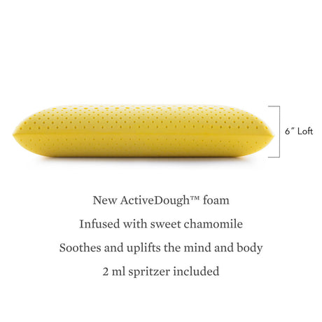 Zoned ActiveDough Chamomile Pillow with Aromatherapy Spray, Mid Loft
