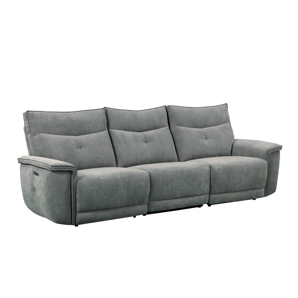 Tesoro - 3 Piece Power Double Reclining Sofa - Dark Gray