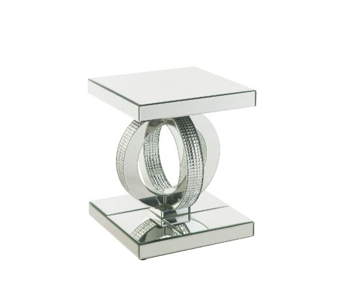 Ornat - End Table - Mirrored & Faux Square Diamonds