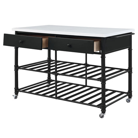 Emery - Kitchen Island - White Cultured Marble Top & Gray