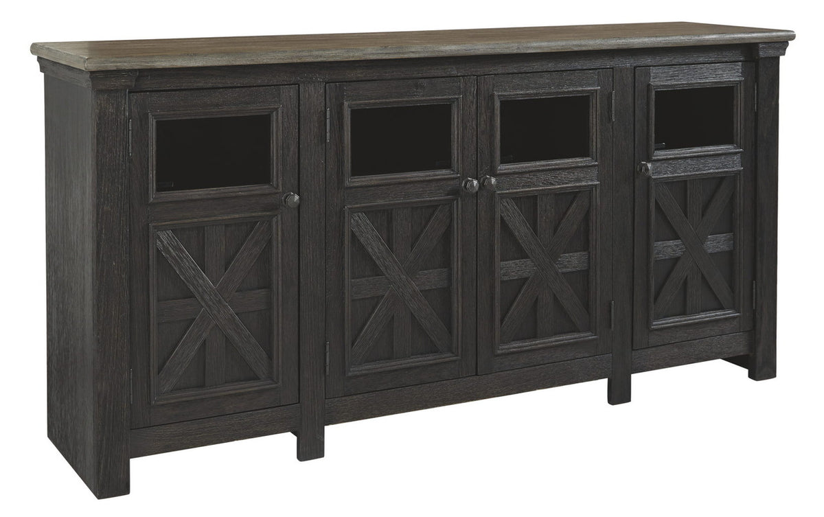 Tyler Creek - Extra Large TV Stand - Black / Gray
