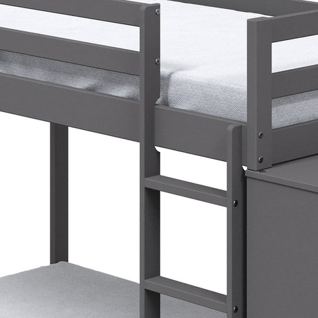 Gaston - Twin Over Twin Bunk Bed With 4 Drawers & 3 Compartments - Gray