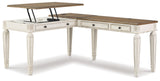 Realyn - L Shaped Desk With Lift Top - White / Brown