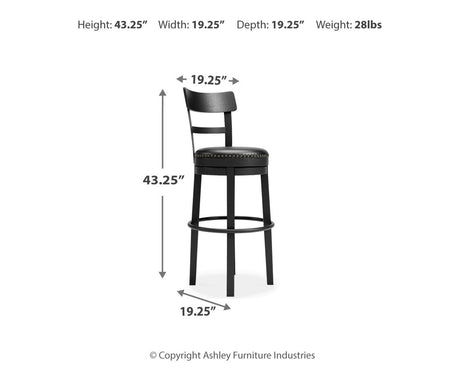 Valebeck - Tall Upholstered Swivel Barstool