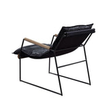 Luberzo - Accent Chair - Distress Espresso Top Grain Leather & Matt Iron