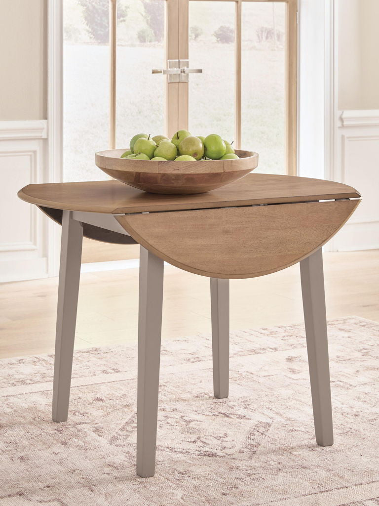 Harperfeld - Round Dining Room Drop Leaf Table - Natural / Gray